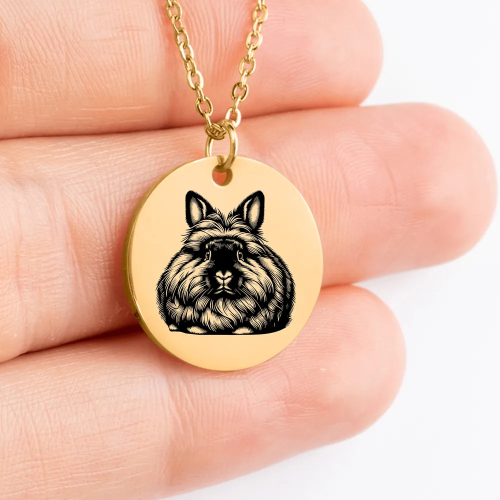 Custom Angora Rabbit medallion necklace for her