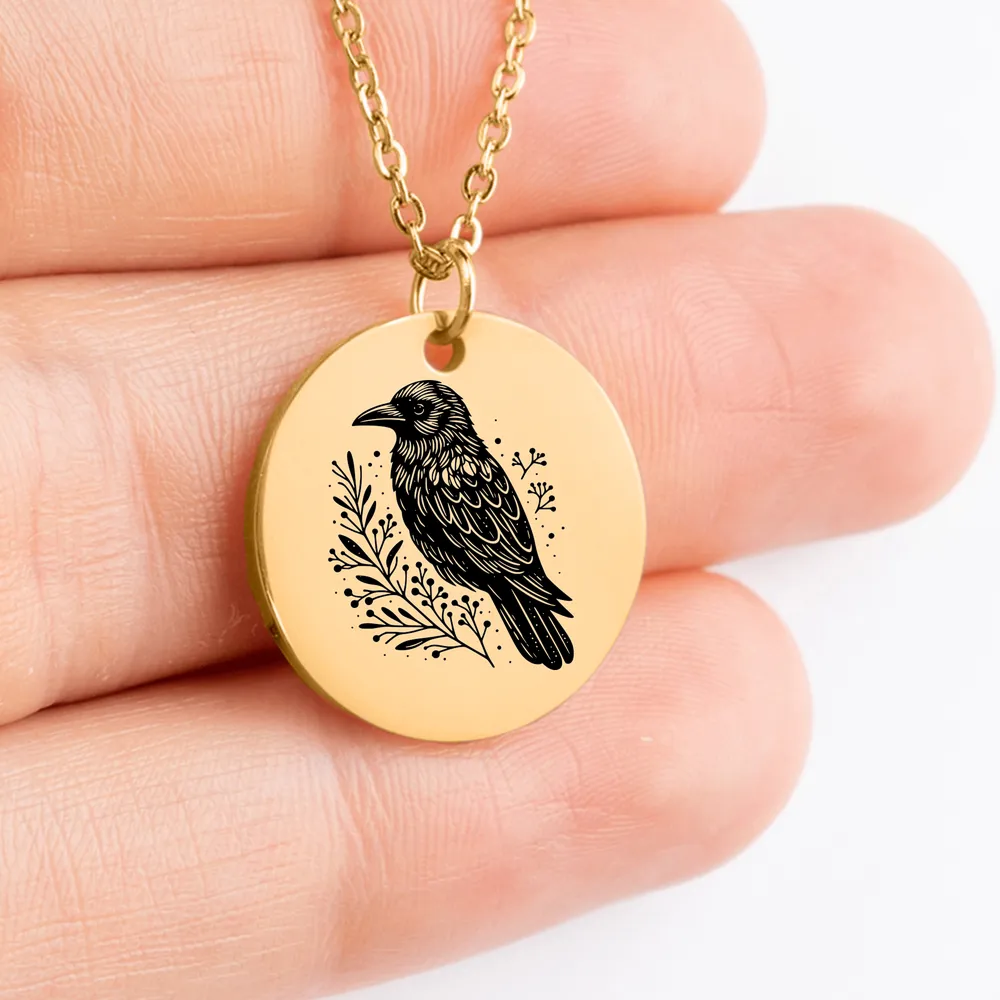 Elegant Personalized Raven Pendant Necklace for Women, Unique Gift Idea