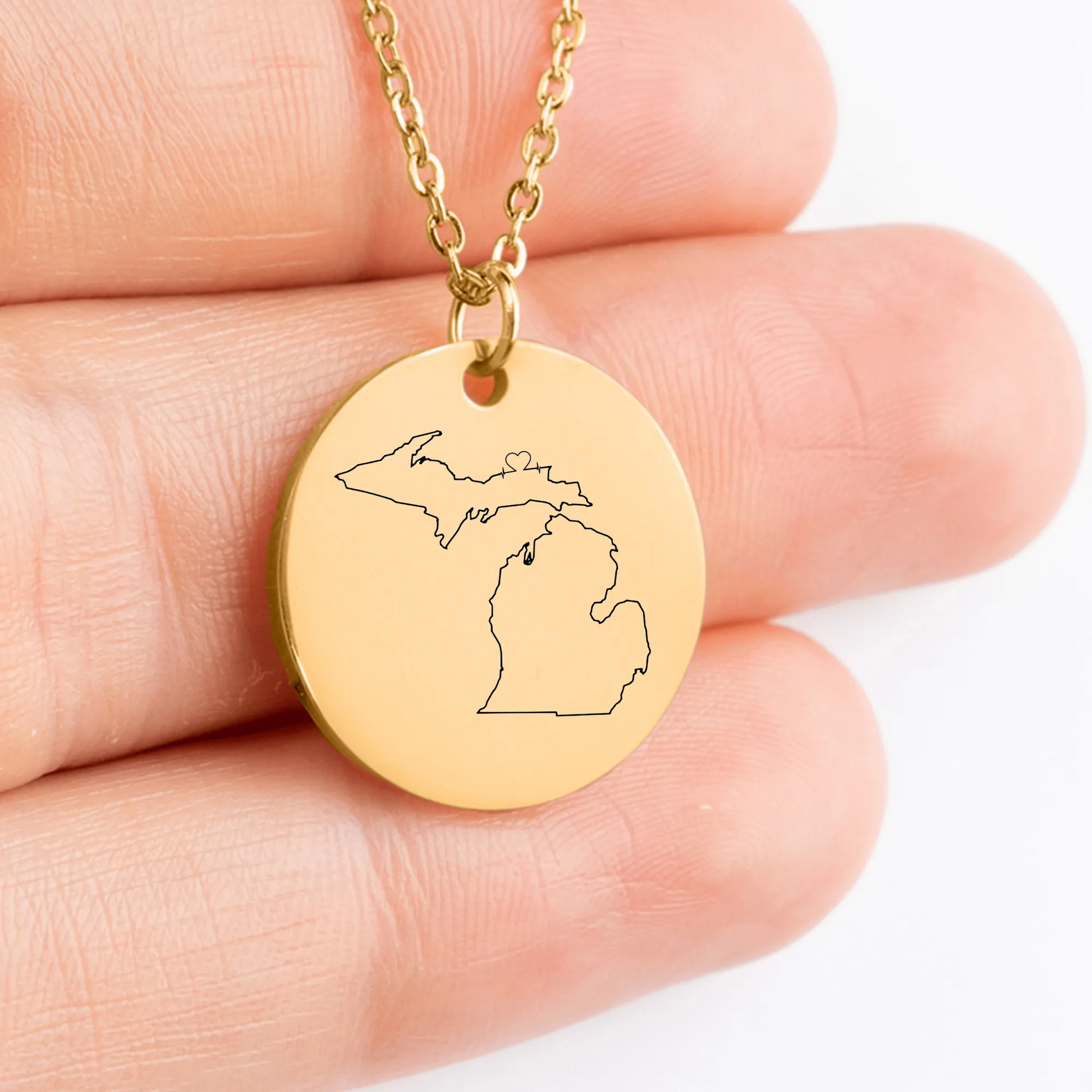 Elegant Michigan Outline Necklace - Handcrafted Jewelry Charm for Women