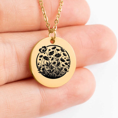 Exquisite Anemone Flower medallion necklace for elegant look