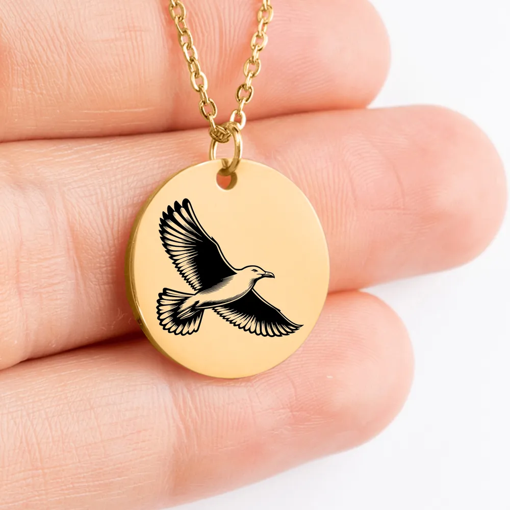 Elegant Seagull medallion necklace - Custom jewelry for her