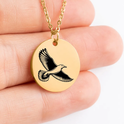 Elegant Seagull medallion necklace - Custom jewelry for her