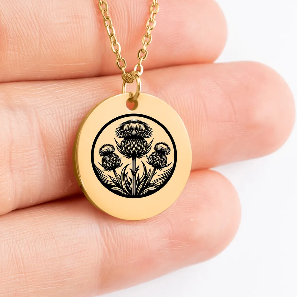 Scottish Thistle custom pendant necklace for her, gift idea