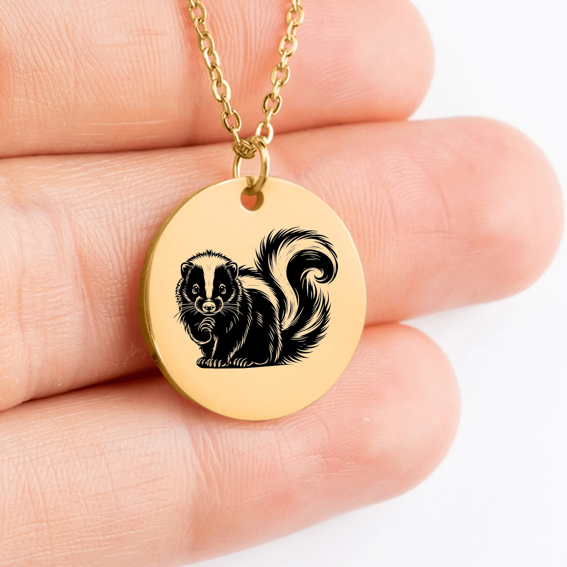 Personalized Skunk Medallion Charm - Handcrafted Amulet