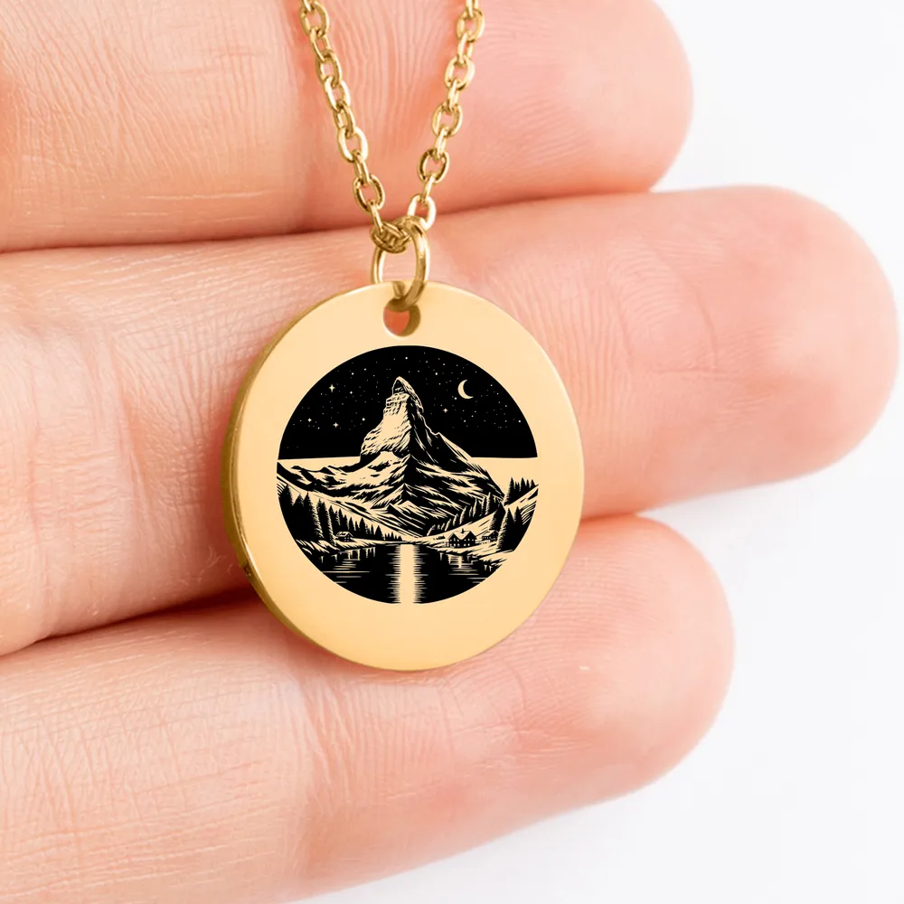 Personalized Matterhorn Mountain medallion jewelry gift idea