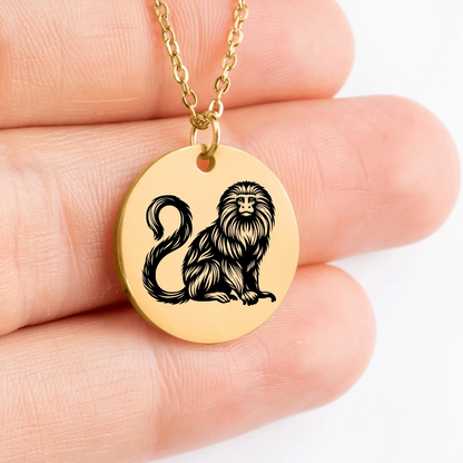 Custom Golden Lion Tamarin amulet medallion for charm