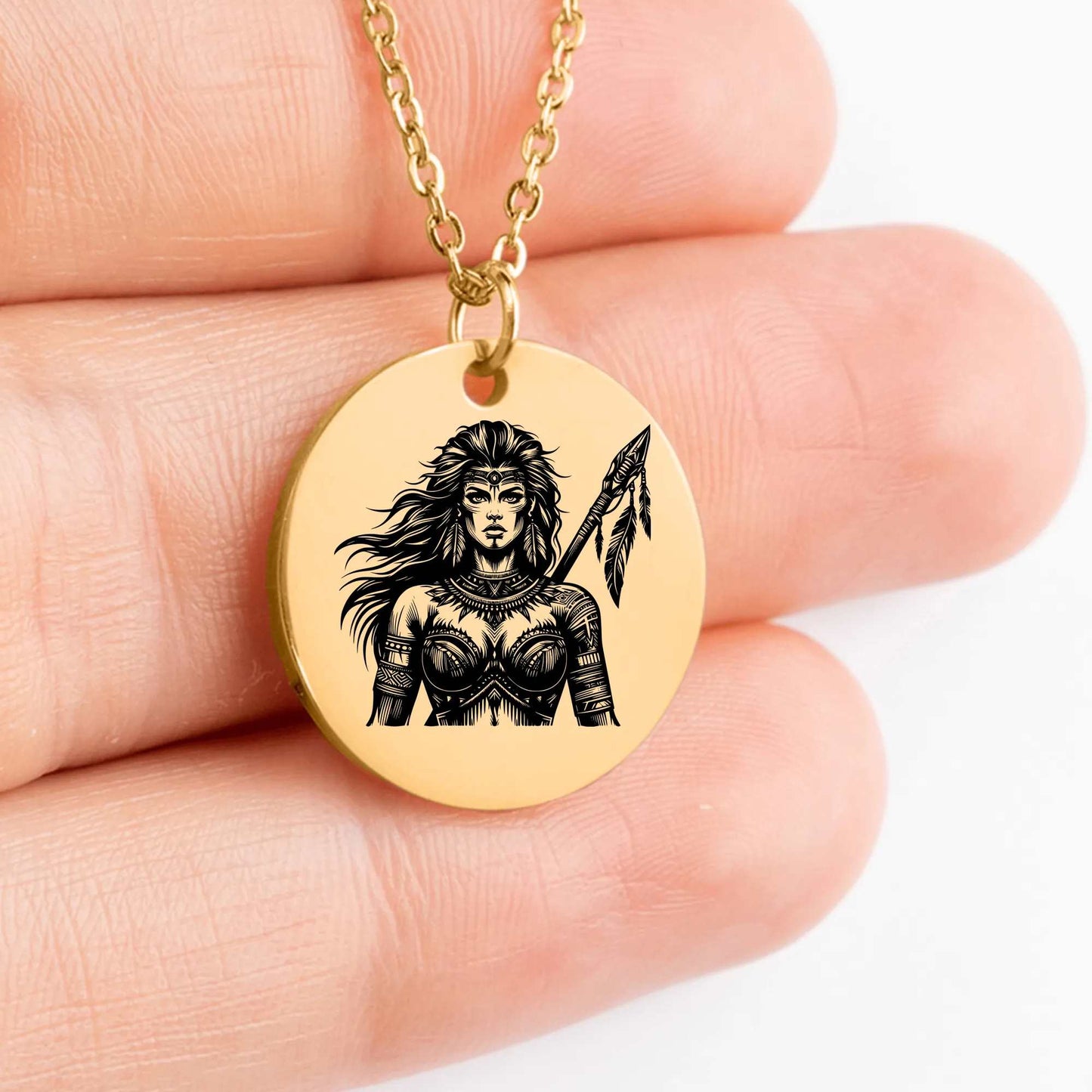 Stylish Amazon Warrior Medallion Necklace - Personalized Jewelry Gift