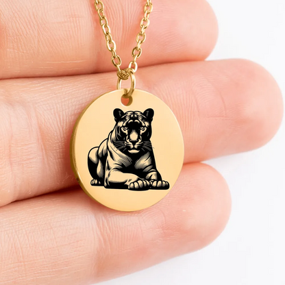 Panther medallion pendant, personalized gift idea