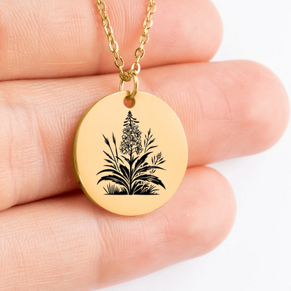 Elegant Fireweed Flower pendant necklace for nature-inspired gift