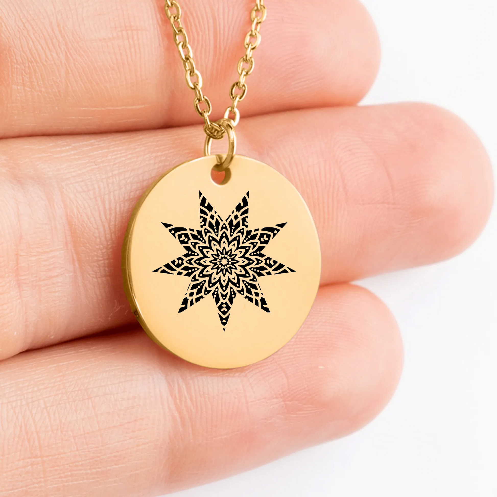 Personalized Nine Star medallion necklace for charm