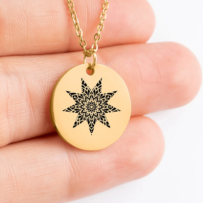 Personalized Nine Star medallion necklace for charm