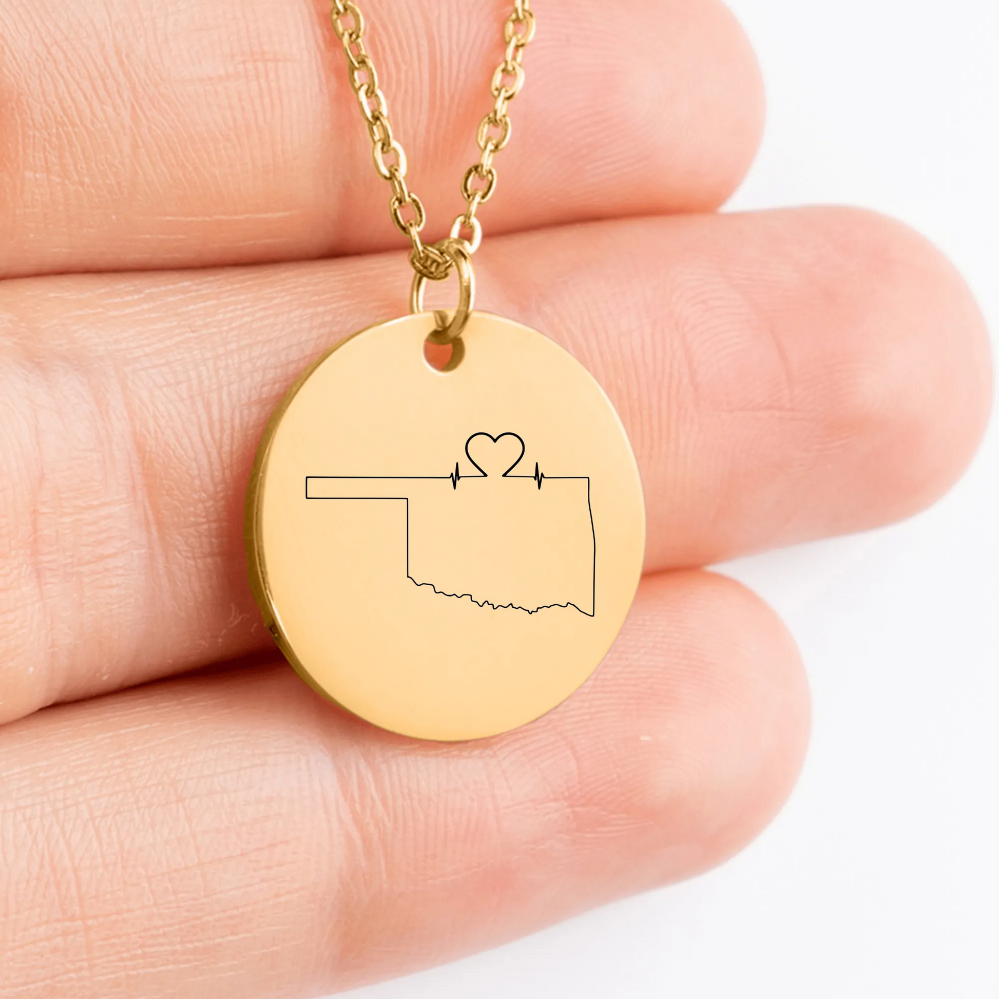 Oklahoma Outline Charm Necklace - Customized Pendant Gift for Women