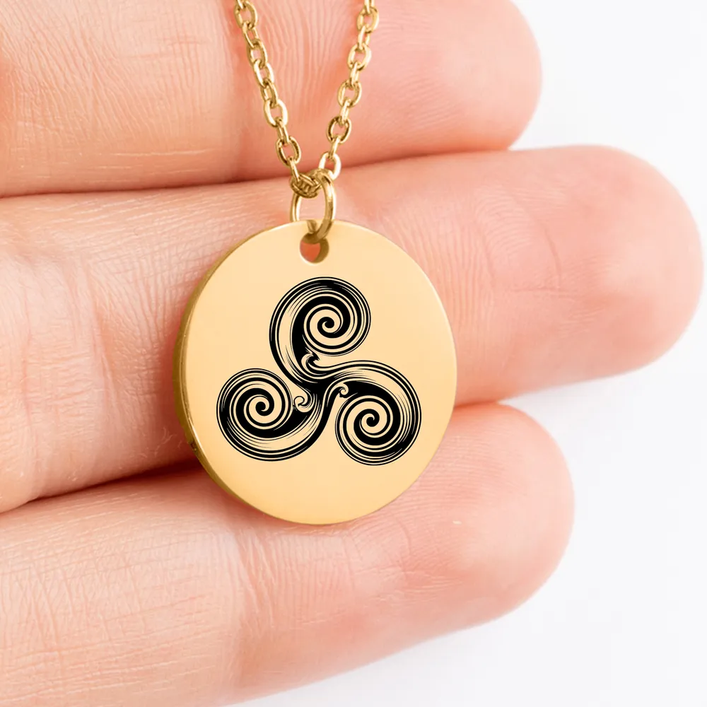 Custom Triskelion charm necklace, handmade jewelry for spiritualists